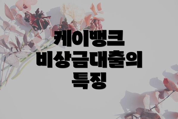 케이뱅크 비상금대출의 특징