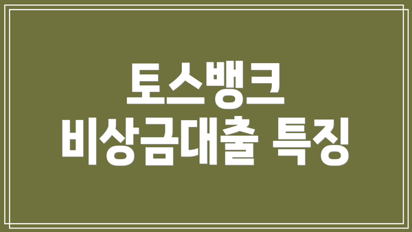 토스뱅크 비상금대출 특징