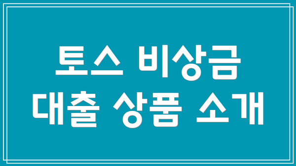 토스 비상금 대출 상품 소개