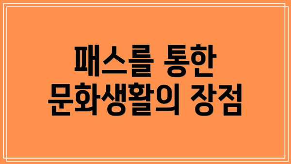 패스를 통한 문화생활의 장점