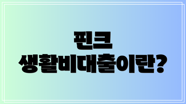 핀크 생활비대출이란?