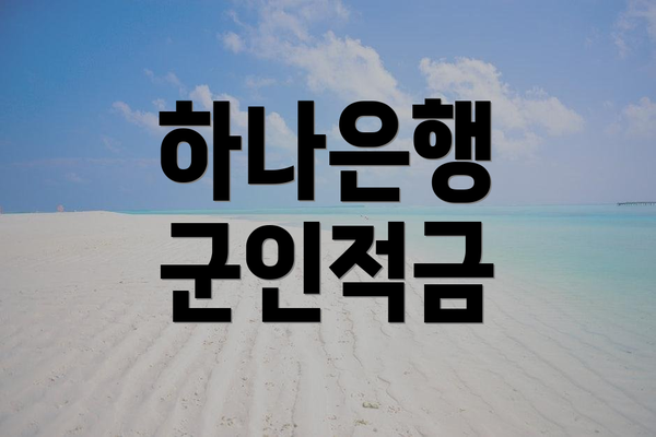 하나은행 군인적금
