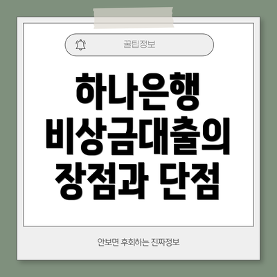 하나은행 비상금대출의 장점과 단점