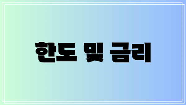 한도 및 금리