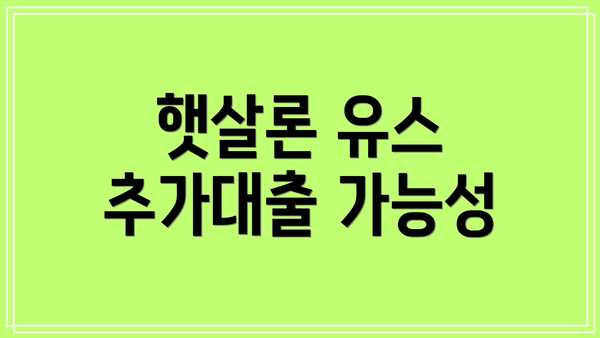햇살론 유스 추가대출 가능성