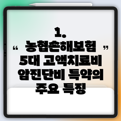 1. 농협손해보험 5대 고액치료비 암진단비 특약의 주요 특징