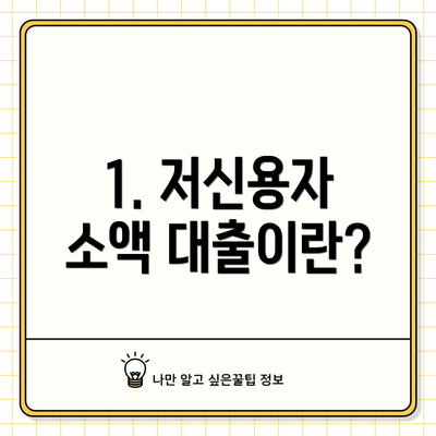 1. 저신용자 소액 대출이란?
