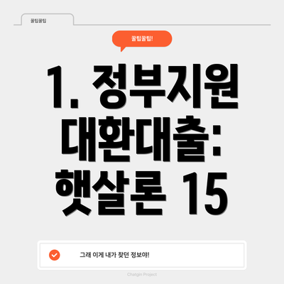 1. 정부지원 대환대출: 햇살론 15