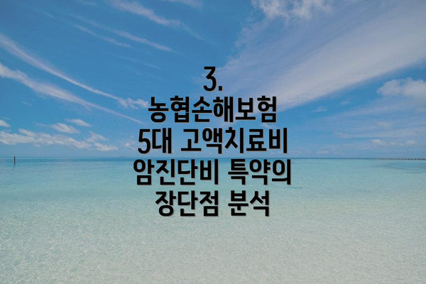 3. 농협손해보험 5대 고액치료비 암진단비 특약의 장단점 분석