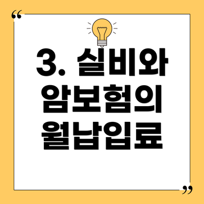3. 실비와 암보험의 월납입료