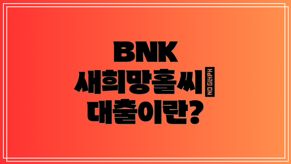 BNK 새희망홀씨Ⅱ 대출이란?