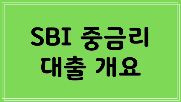 SBI 중금리 대출 개요