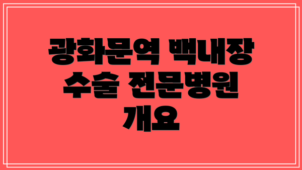 광화문역 백내장 수술 전문병원 개요