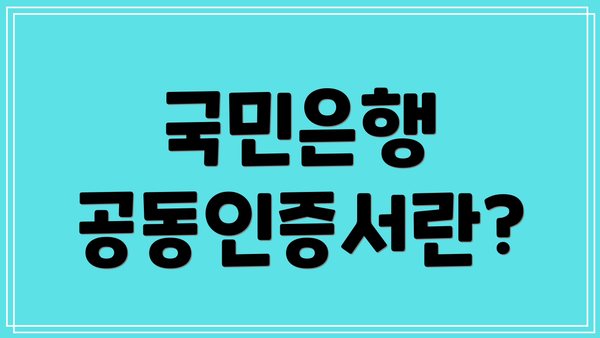 국민은행 공동인증서란?