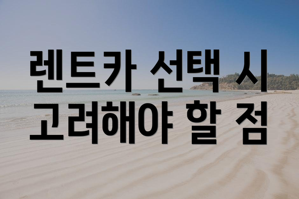 렌트카 선택 시 고려해야 할 점