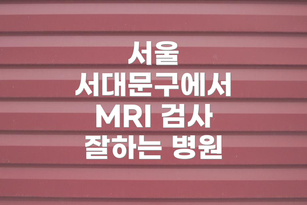 서울 서대문구에서 MRI 검사 잘하는 병원