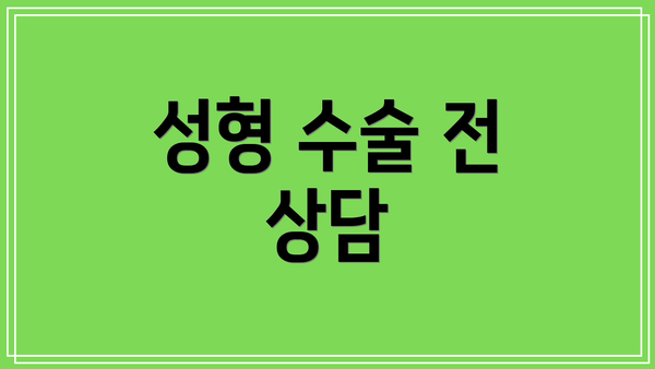 성형 수술 전 상담