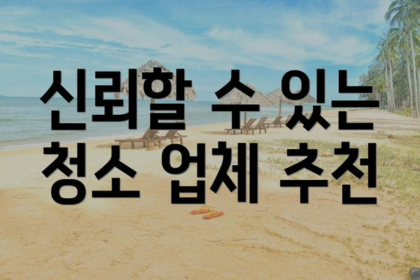 신뢰할 수 있는 청소 업체 추천
