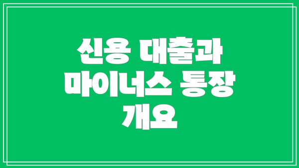 신용 대출과 마이너스 통장 개요