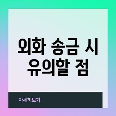 외화 송금 시 유의할 점