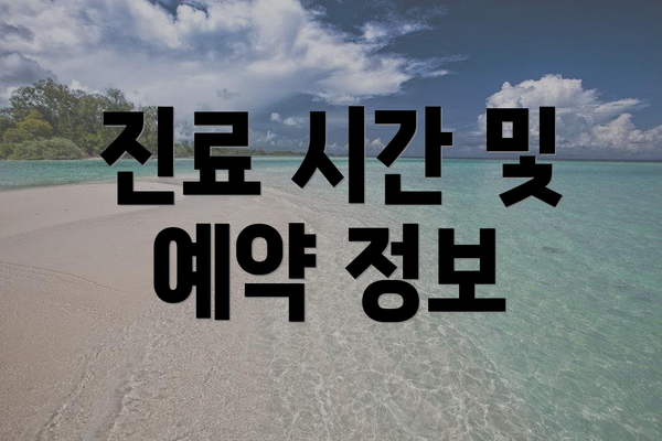 진료 시간 및 예약 정보