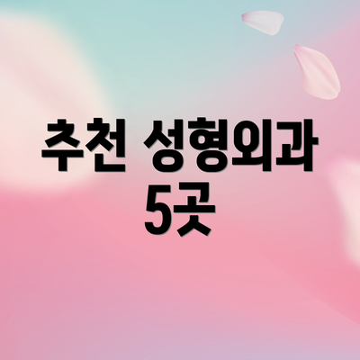 추천 성형외과 5곳