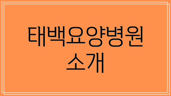 태백요양병원 소개