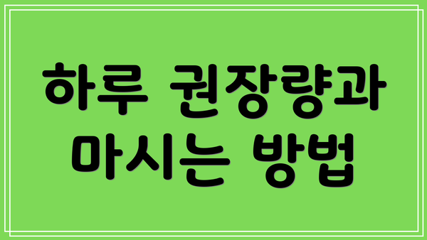 하루 권장량과 마시는 방법