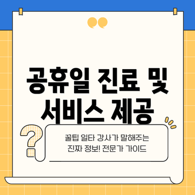 공휴일 진료 및 서비스 제공