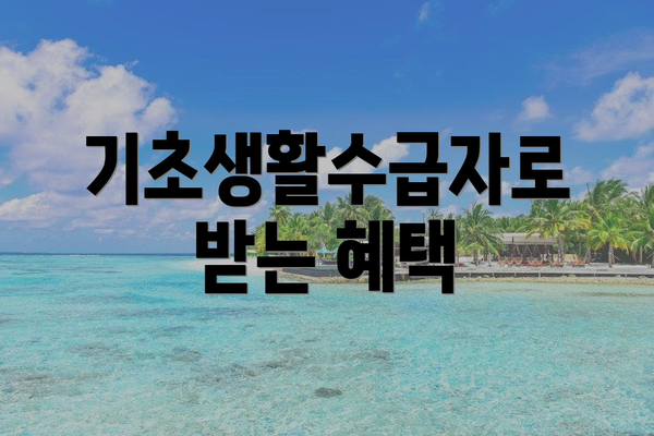 기초생활수급자로 받는 혜택