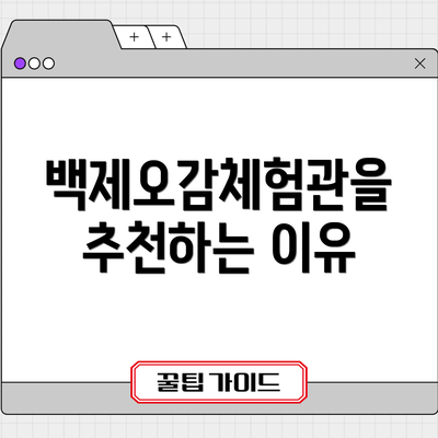 백제오감체험관을 추천하는 이유