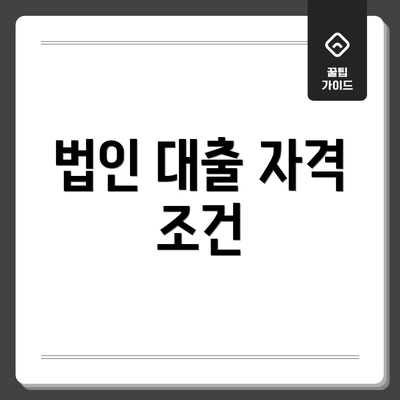 법인 대출 자격 조건