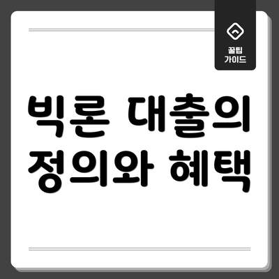 빅론 대출의 정의와 혜택