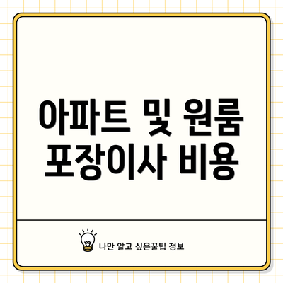 아파트 및 원룸 포장이사 비용