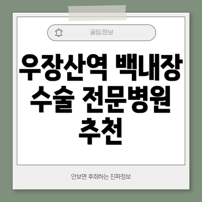 우장산역 백내장 수술 전문병원 추천