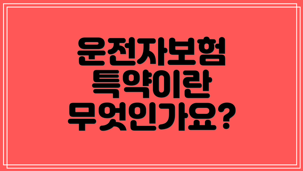 운전자보험 특약이란 무엇인가요?