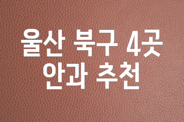 울산 북구 4곳 안과 추천