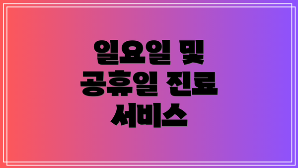 일요일 및 공휴일 진료 서비스