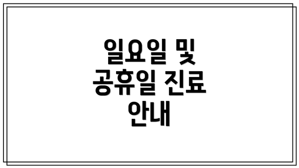 일요일 및 공휴일 진료 안내