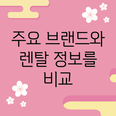 주요 브랜드와 렌탈 정보를 비교
