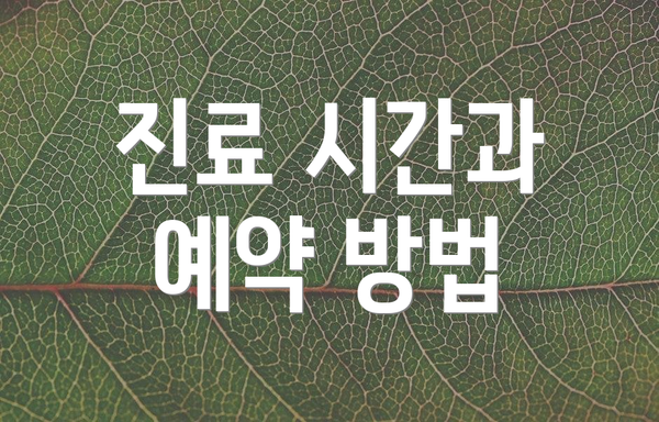 진료 시간과 예약 방법