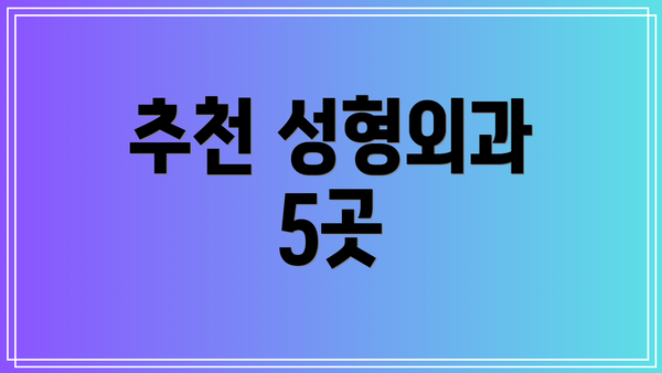 추천 성형외과 5곳