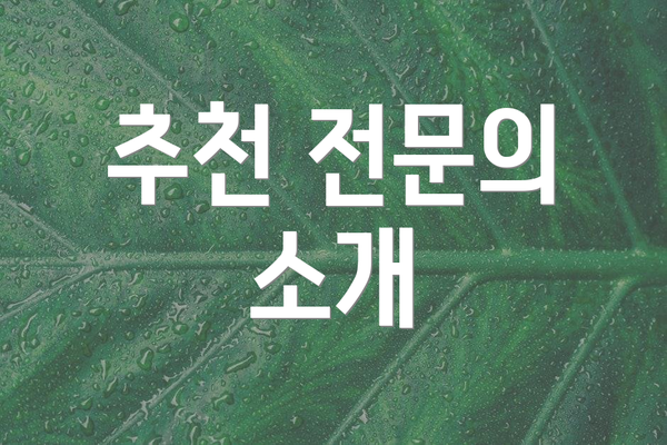 추천 전문의 소개