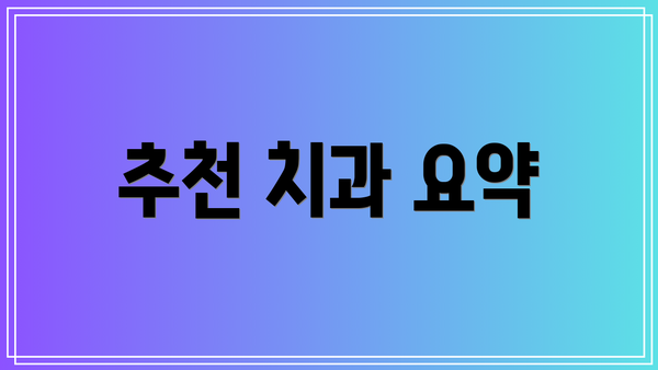추천 치과 요약