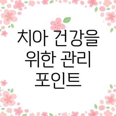 치아 건강을 위한 관리 포인트