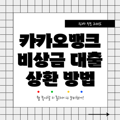 카카오뱅크 비상금 대출 상환 방법