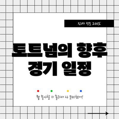 토트넘의 향후 경기 일정