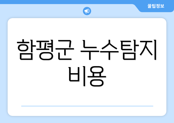 함평군 누수탐지 비용