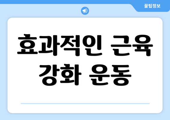 효과적인 근육 강화 운동